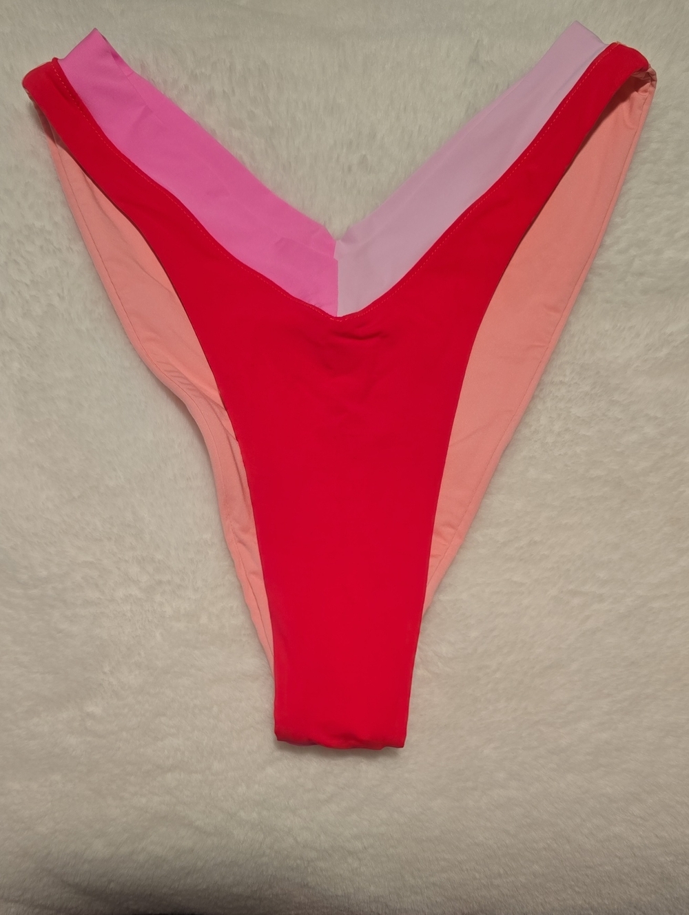 Oneone Colorblock High-Cut Bikini Bottom - Pink & Coral